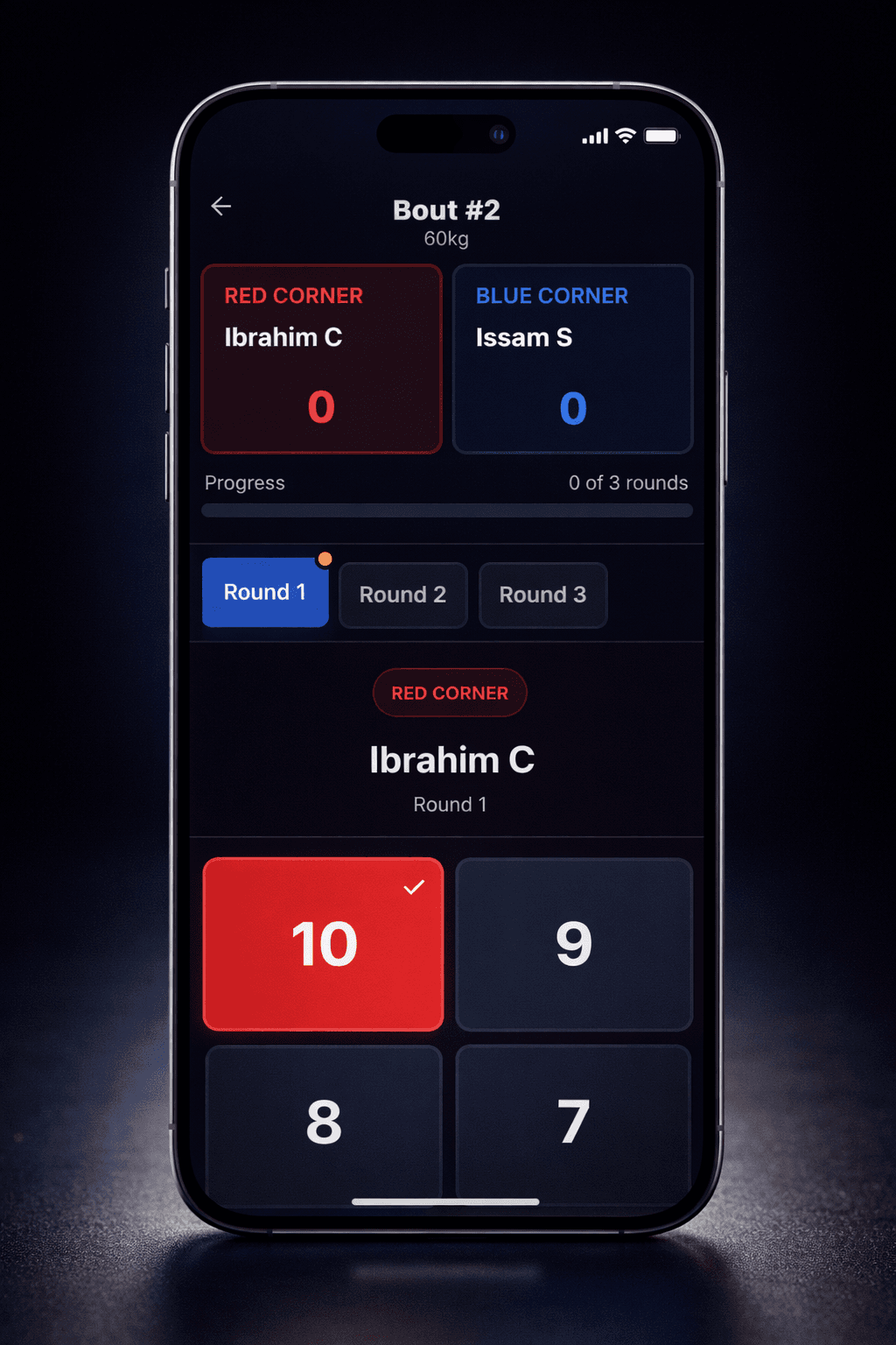 Red corner mobile scoring